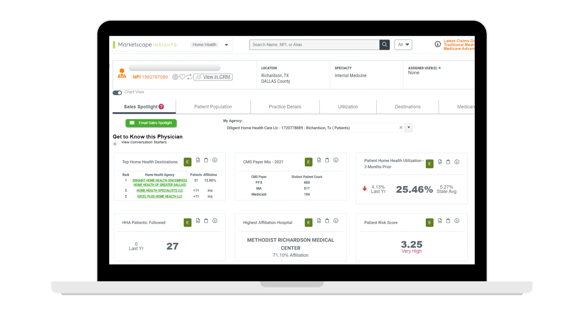 screenshot of Trella Health Marketscape